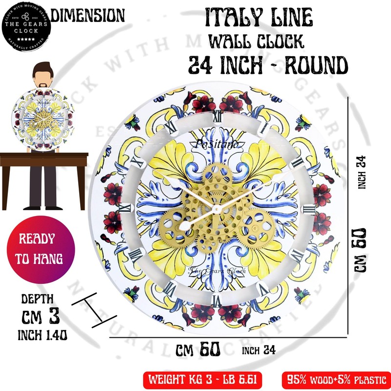 ImprovingLife The Gears Clock Wall Clock Italy Collection with Moving