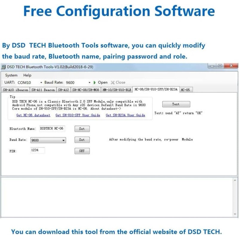 DSD TECH Bluetooth Rs232 Adapter Sh B23a Wireless Serial Communicator