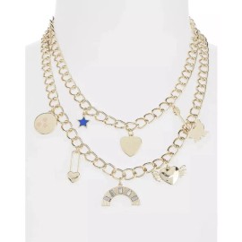 BP Nordstrom Gold Double Layered Charm Necklace Gold Multi Color