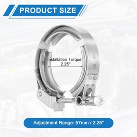 sourcing map 2.25" Quick Release V Band Clamp 304 Stainless Steel for Exhaust Systems Downpipe Exchange Exhaust Accessories, Adjustment Range 57mm / 2.25inch