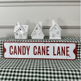 pf+a Vintage Candy Cane Lane Metal Sign - Metal Christmas Sign | Candy Cane Lane