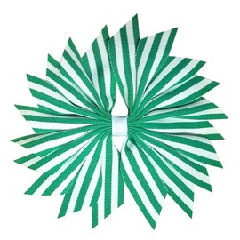 Victory Bows Strip Flower, Made in the USA. Alligator Clip, Many Colors (Kelly and White Stripes)