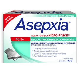 Asepxia Forte Jabón en Barra 100 g  Efecto reductor de poros, piel mixta, ácido salicílico y glicólico, sin resecar                                   