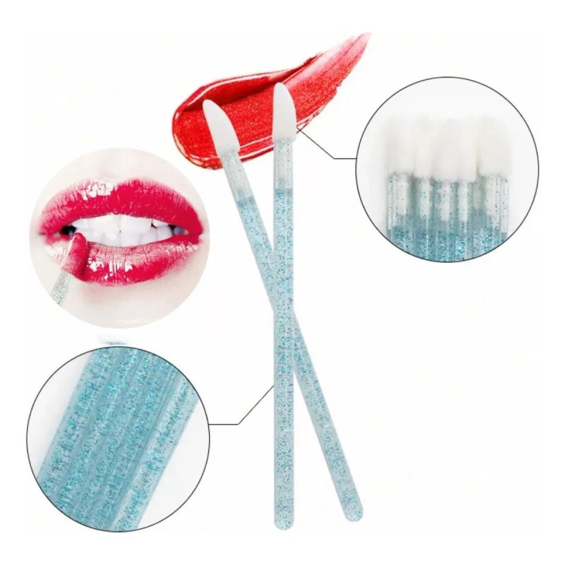 100 Aplicadores Maquillaje Pestaña Lip Brush Glitter Labio F