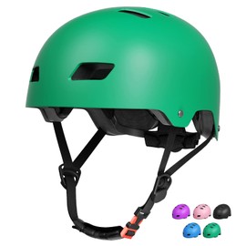 FAYDUDU Kids Bike Helmet Toddler Skateboard Helmets for Ages 3-13 Years Boys Girls CE Certified Safety Adjustable Multi-Sport Roller Skating Scooter Cycling Helmet (Green, M)