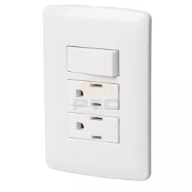 Volteck PA-APCO-I3B Armored plate 2 contacts and switch, white, Italian line