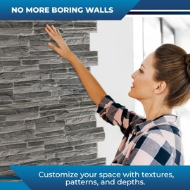 Smart Profile 3D Wall Panels - 38.6" x 19.6" Wall Panels for Room Decor - Easy DIY Installation Wall Decor Aesthetic Design Accent Wall Panels for Living Room, Kitchen, Bedroom, Office - Slate Classic
