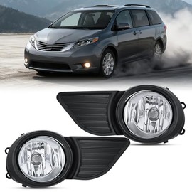 Nilight Fog Lights Assembly Compatible with 2011 2012 2013 2014 2015 2016 2017 Toyota Sienna Base LE XLE (Not Fit SE Models) w/H11 12V 55W Bulbs Drive
