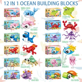 YOUYIKE Building Blocks Set Sea Animals Mini Small Classic Basic Basic Bricks Building Blocks Can Be Combined Large Shark Building Blocks, Guest Gift Children's Birthday Building Blocks for Adults and