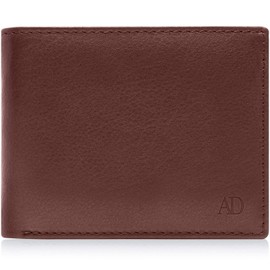 Slim Leather Bifold Wallets for Men - Minimalist Mens Wallet RFID Blocking with ID Window Gifts for Men