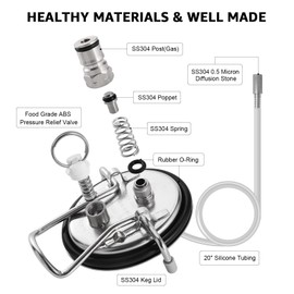 Hilangsan Carbonation Keg Lid 0.5 Micron Diffusion Stone Corny Keg Carbonation Lid Carbonator Keg Lid for Cornelius Keg Soda Beer Forced Carbonation