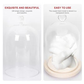 Beaupretty Romantic Couple Hand Ornament with Glowing Glass Dome Cover Led Base for Valentine Anniversary Wedding Home Decor