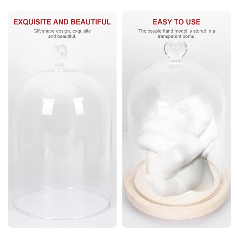 Beaupretty Romantic Couple Hand Ornament with Glowing Glass Dome Cover
