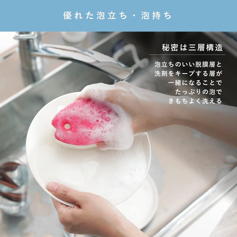 Marna Fish Sponge, Set of 5 (Sponge, Dishwashing/3 Layers) Kitchen