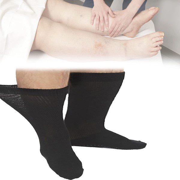 Extra Width Socks for Lymphedema & Diabetic, Bariatric Sock Stretches up to 30" for Swollen Feet(3 Pairs)