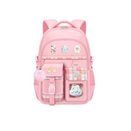 Lingletu Cute Backpack with Cute Plush and Rabbit Plush Accessories Backpack Cute Preppy Laptop Backpack Light Rucksack (pink)