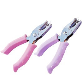 2 Pcs Single Hole Punch, 1/4" Paper Punches with Soft Grip Handles, One Hole Punch for Kids and Adults, Small Hole Punch for Paper Crafts in Home, Office (Pink and Purpe)