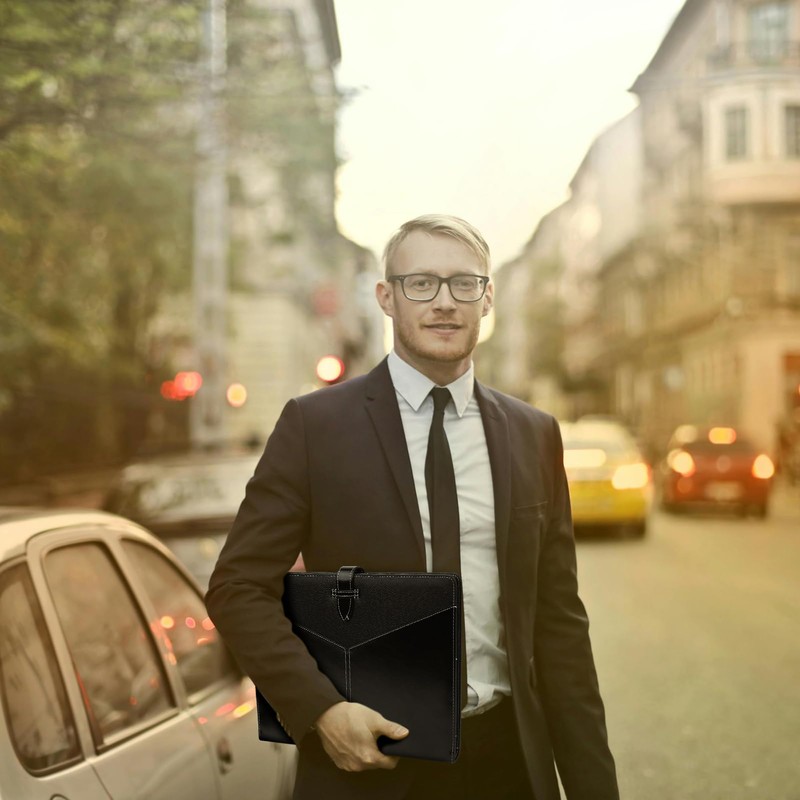 Toplive Leather Document Folder Multifunction Conference Folder A4 Conference Folder