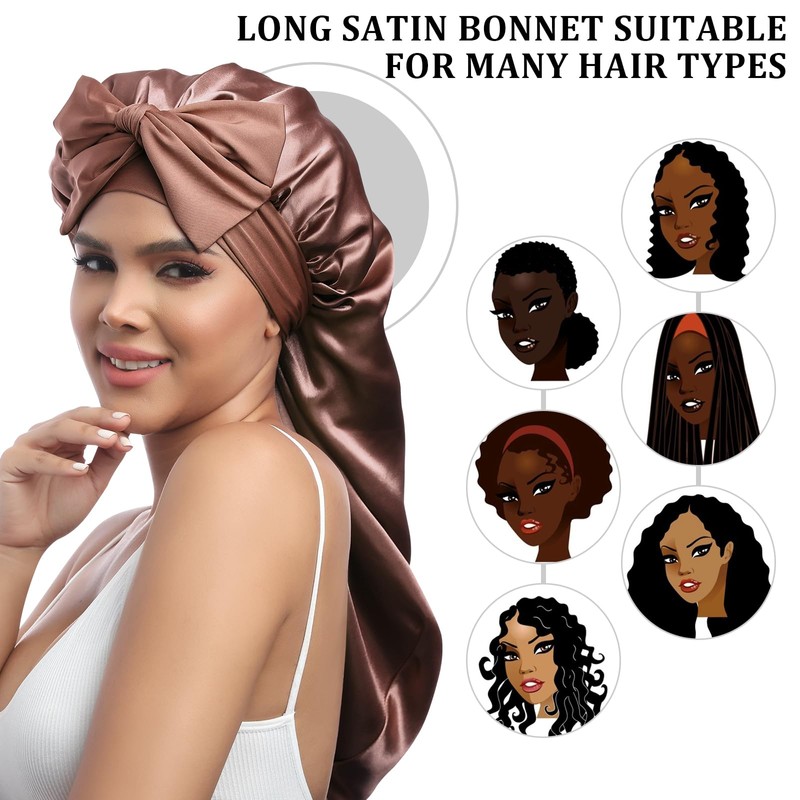 AWAYTR Long Satin Bonnet for Sleeping - Double Layer Reversible