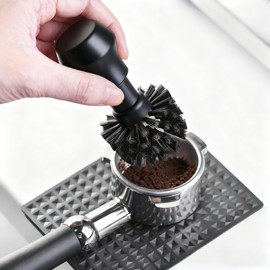 ELESTAB Portafilter Cleaning Brush, Professional Barista Espresso Coffee Cleaning Brush Tool with Wooden Black Handle for Breville Espresso Machine Portafilter Basket (58MM)