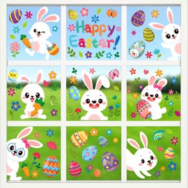 137 PCS Easter Window Clings for Glass Windows Spring Window Clings Easter Window Stickers for Easter Window Decorations