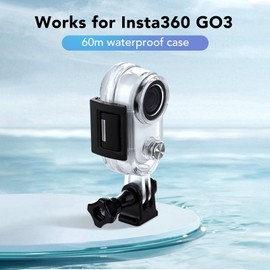 Waterproof Case for Action Camera, Underwater Protective Case, 60M Prevent Water Leakage, Action Camera Dive Housing with Anti-Drop Rope for Insta 360 GO 3