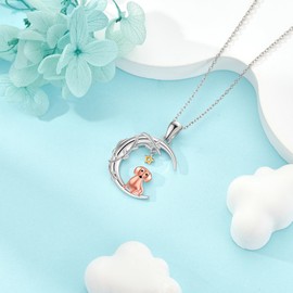 DAYLINLOVE Dachshund Moon Necklace S925 Sterling Silver Dachshund Pendant Necklaces Dachshunds Jewellery Gifts for Women Wife Mother