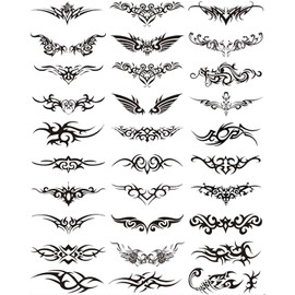 30Pcs Tramp Stamp Temporary Tattoos, Bachelorette Tattoos Realistic Temporary Tattoos y2k Accessories Fake Tattoo Stickers Long Lasting Arm Neck Tribal Tattoo Stickers for Adults Party Favors