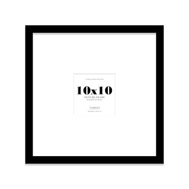 10x10" Square Picture Frame, Display Pictures 6x6" With Mat or 10x10" Without Mat, Wall Hanging & Free Standing Photo Frame, Black, 1 Pack