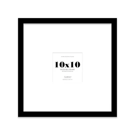 10x10" Square Picture Frame, Display Pictures 6x6" With Mat or 10x10" Without Mat, Wall Hanging & Free Standing Photo Frame, Black, 1 Pack