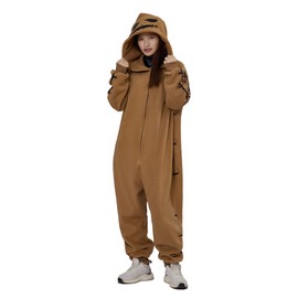 Fortunehouse Oogie Boogie Costume Unisex Onesie Pajamas Cosplay Costume (M), Light Brown