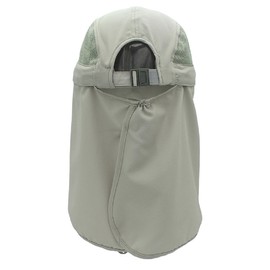 LLmoway Toddler Outdoor Cool Quick Dry Mesh Sun Flap Caps with Mask Neck Flap Hat UPF50+ Light Grey