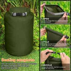 Desoto Waterproof Dry Bag 2 packs, 2L/5L/10L/20L/40L/70L Dry Sack Lightweight Portable, Dry Storage Bag to Keep Gear Dry Clean for Kayaking, Gym, Hiking, Swimming, Camping (Army Green, 40L)