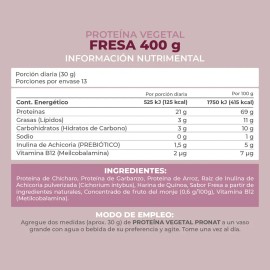 Proteína Vegetal Sabor Malteada de Fresa Pronat 400 g                                                                                                 