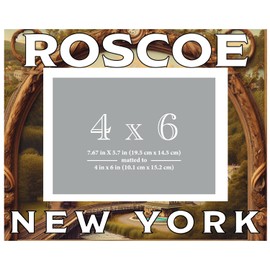 R and R Imports Roscoe New York Souvenir Wooden Photo Frame Matted 4 x 6 Inch - Full Color Destination Design Keepsake 2-Pack
