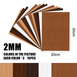 15 pcs Bastelfilz,2mm Braun Filz,Filzstoff für DIY Handwerk,20 x 30cm Filz Basteln,Filzplatten Kinder