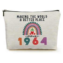 Happy 60th Birthday Gifts for Women Makeup Bag, Cool 1964 Retirement 60 Year Old Birthday Decorations Gifts Ideas for Grandma, Mom, Her, Wife, Sister, Mothers Day, Christmas Cosmetic Travel Pouch