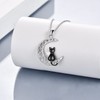 POPLYKE Cat Necklace Sterling Silver Black/White Heart/Moonstone/Crystal Irish Jewellery Gifts