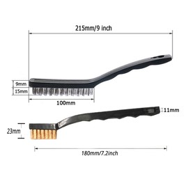 Set of 6 Wire Brushes, Wire Brush Set, Small Wire Brushes with Bristles, Stainless Steel, Brass and Nylon, Curved Handle for Cleaning Welding Slag and Rust (6 Pieces)
