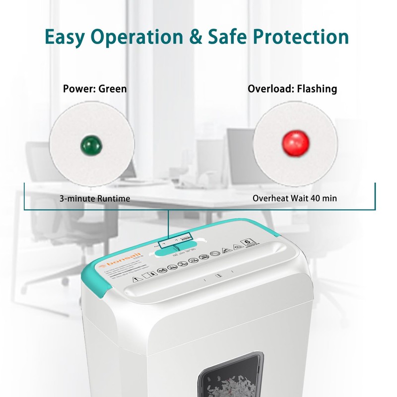 Bonsaii Secure Shredder, Home Office Shredder, high Security, 6-Sheet, Cross-Cut