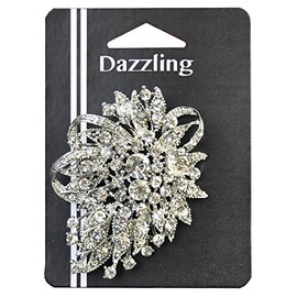 Belagio Enterprises 2-1/2-inch x 3-inch Rhinestone Brooch 1 Piece , Silver/Crystal