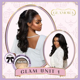 Sensationnel Glamora Lace Front Wigs - Glam Unit 1 13x4 Laceparting Ready to Wear Synthetic Preplucked Hairline Glueless Lacefront (1B OFFBLACK)