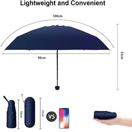 LIMSPACE Parasol, Rain Umbrella, Folding Umbrella, Ultra Lightweight, Women's, Compact, UV Protection, 99% UV Protection, UFP50+, 100% Light Blocking, Storage Pouch, Convenient to Carry, UV