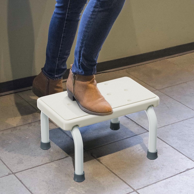 Step Stool with Handles for Elderly-Bed Stools with Adjustable Handrails