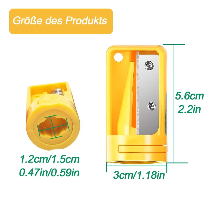 Zimmermann sharpener, pack of 4, handheld single-hole sharpener for flat