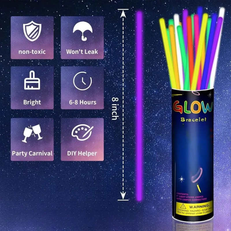 Pack de 50 Pulseras de Neón Luminosas para Fiestas y