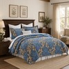 Qiqiong 100% Cotton Elegant Floral King Quilt Set, Denim Blue