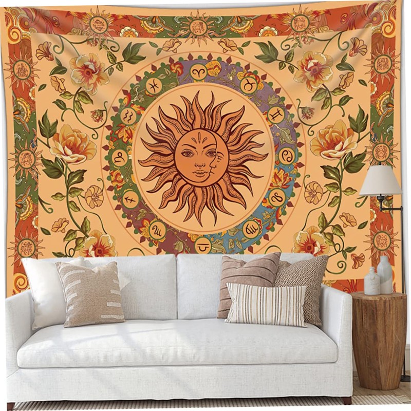 Levemolo Sun Moon Tapestry Wall Hanging Bohemian Style Home Decoration