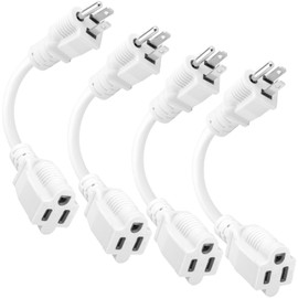 K KASONIC - 8 Inch Short Power Extension Cord Outlet Saver, ETL Listed, SJTW 16AWG/13A 3 Prong Indoor/Outdoor Use, 4 Pack, White