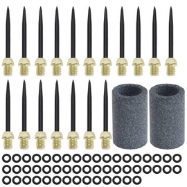 YINETTECH Pack of 18 Steel Dart Tips & 50 Pieces Dart Rubber Rings & 2 Pieces Dart Sharpener 2 BA Thread Dart Equipment Accessories for Darts with Softer/Steel Tip